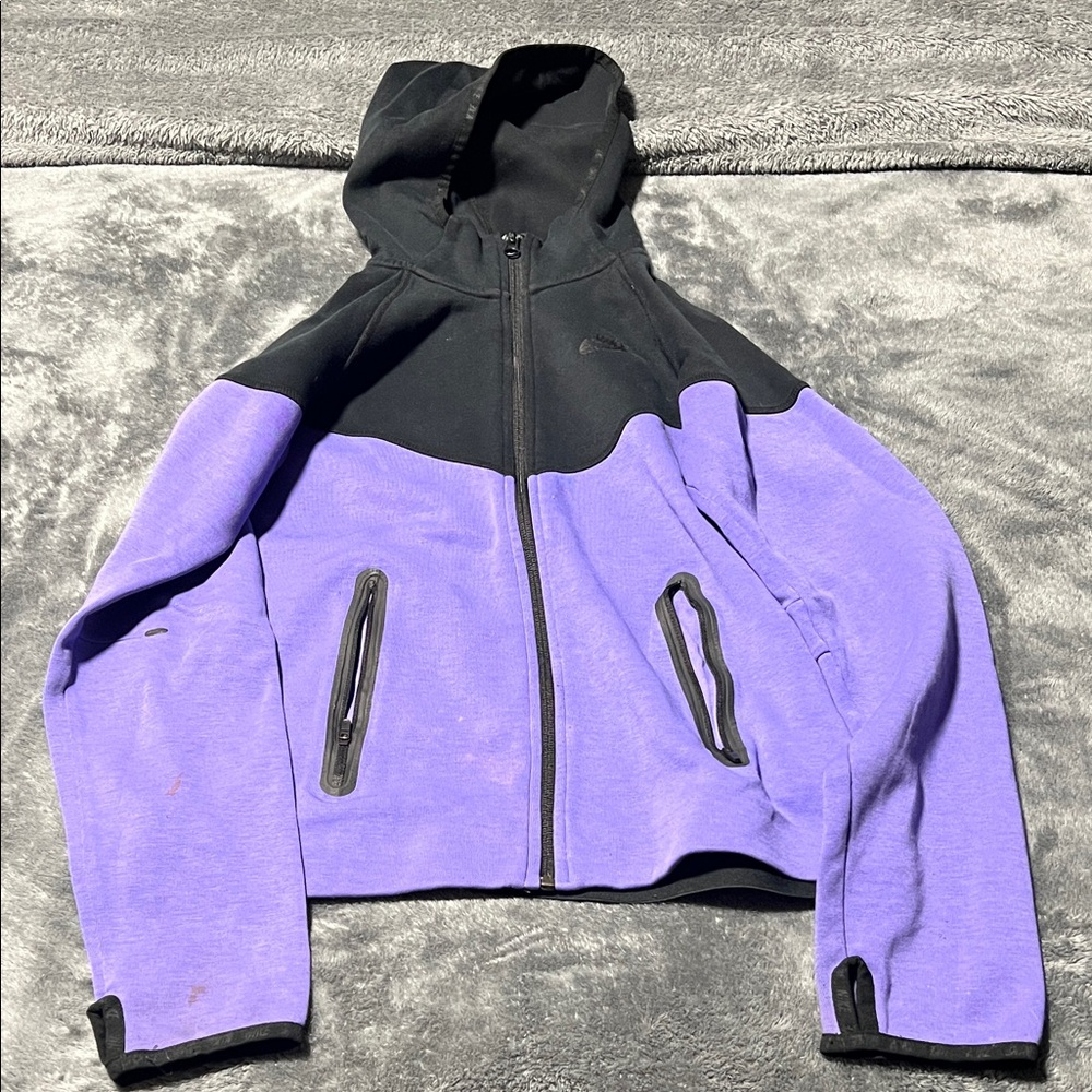 Nike Black and Purple Hooded Zip Jacket